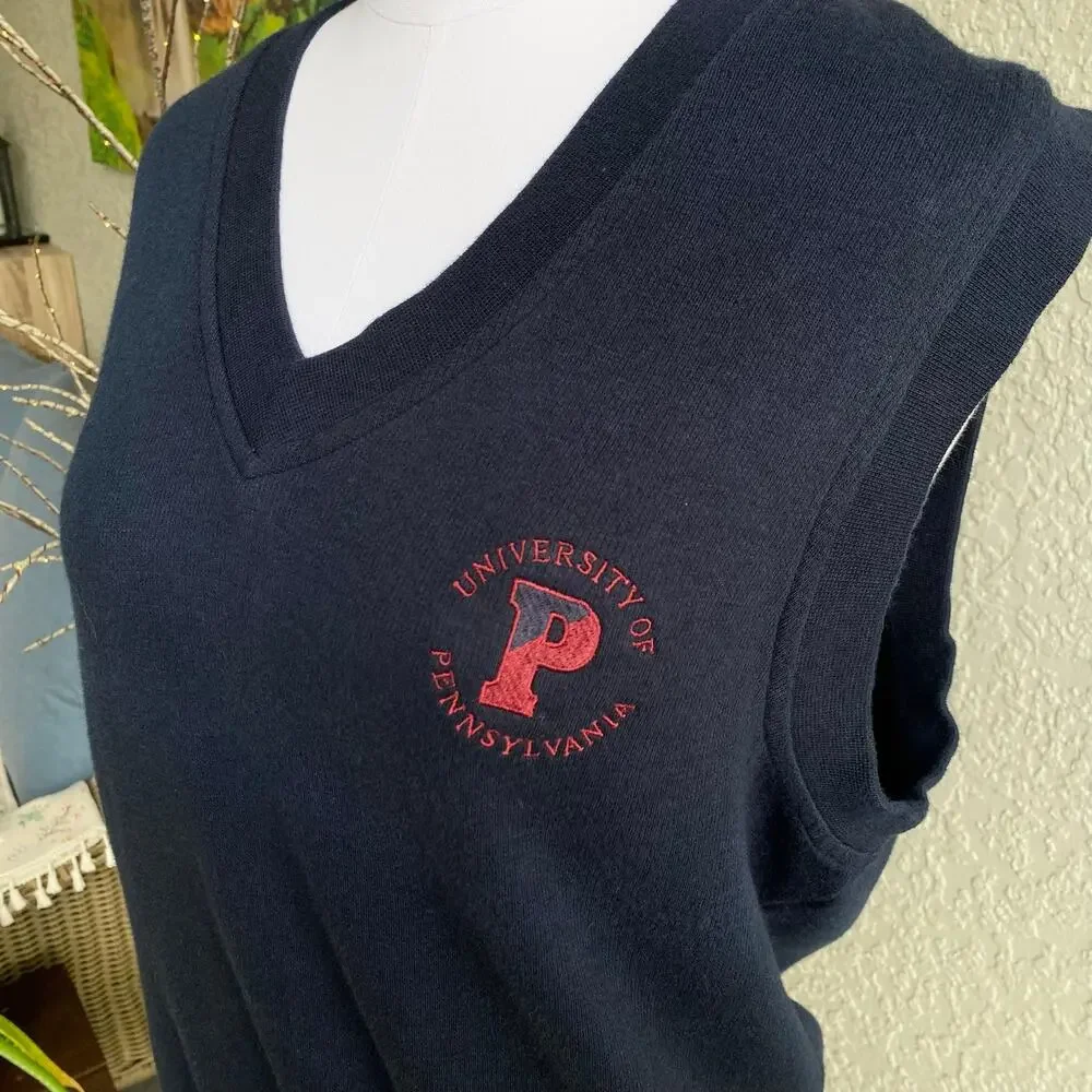 VTG Cutter & Buck Sweater Vest University of Pennsylvania Cotton Small Academia - Picture 4 of 5